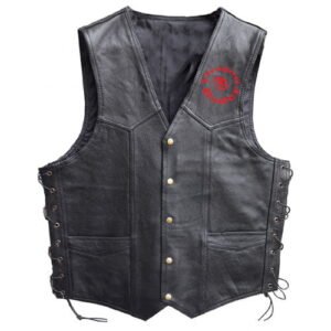 Black Leather Motorcycle Vest