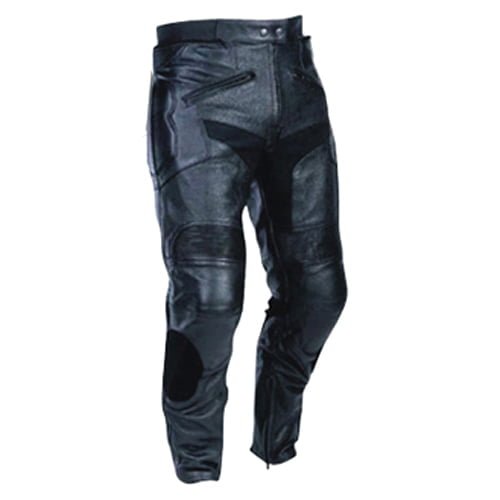 Black Leather Motorcycle Trousers - Dragon Rider