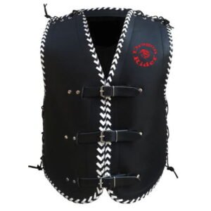 Black Leather Vest With White Trim