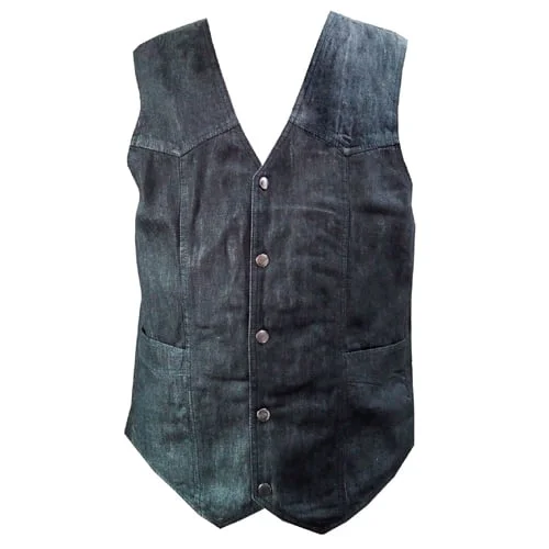 Mens Black Jeans Motorcycle Vest