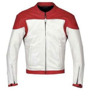 Men Stylish Red & White Motorbike Leather Jackets